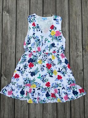 DRAPER JAMES | Floral Ruffle Midi Vacation Brunch Cottagecore Sundress | Size L